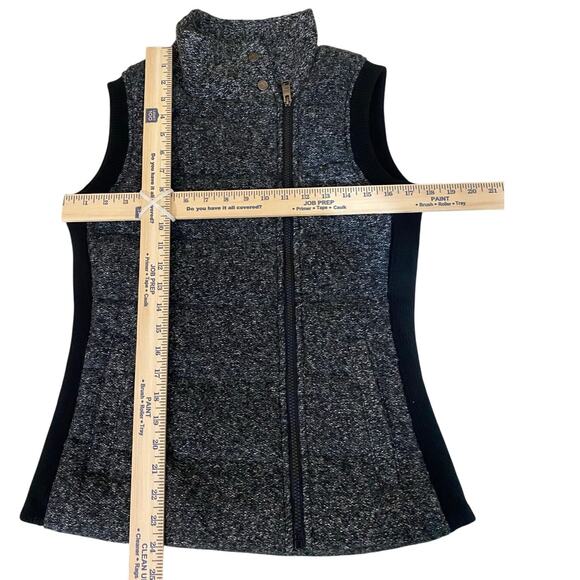 Marc New York Women’s Vest Small Black Gray Knit Stretch Hi Neck Zip Up Pockets - Picture 5 of 8